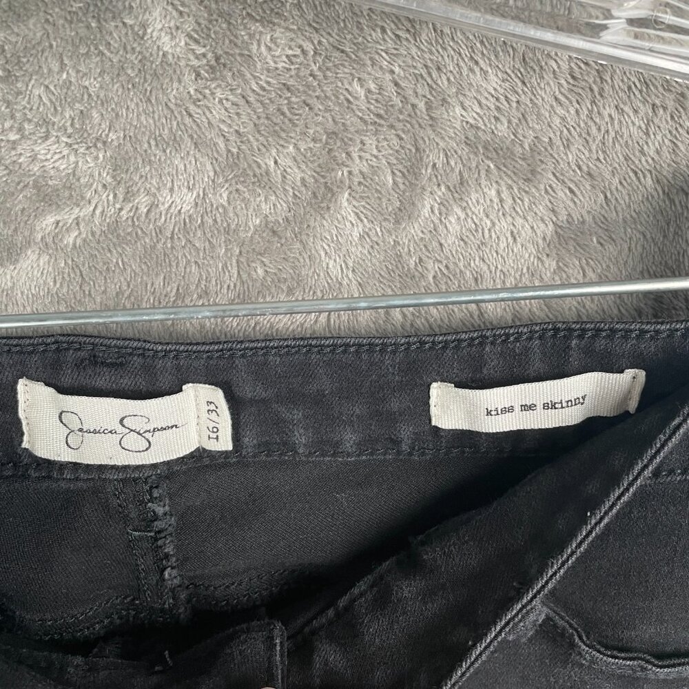 Jessica Simpson Jeans Womens 16 Black Kiss Me Skinny Mid-Rise Stretch Minimalist - Picture 3 of 7